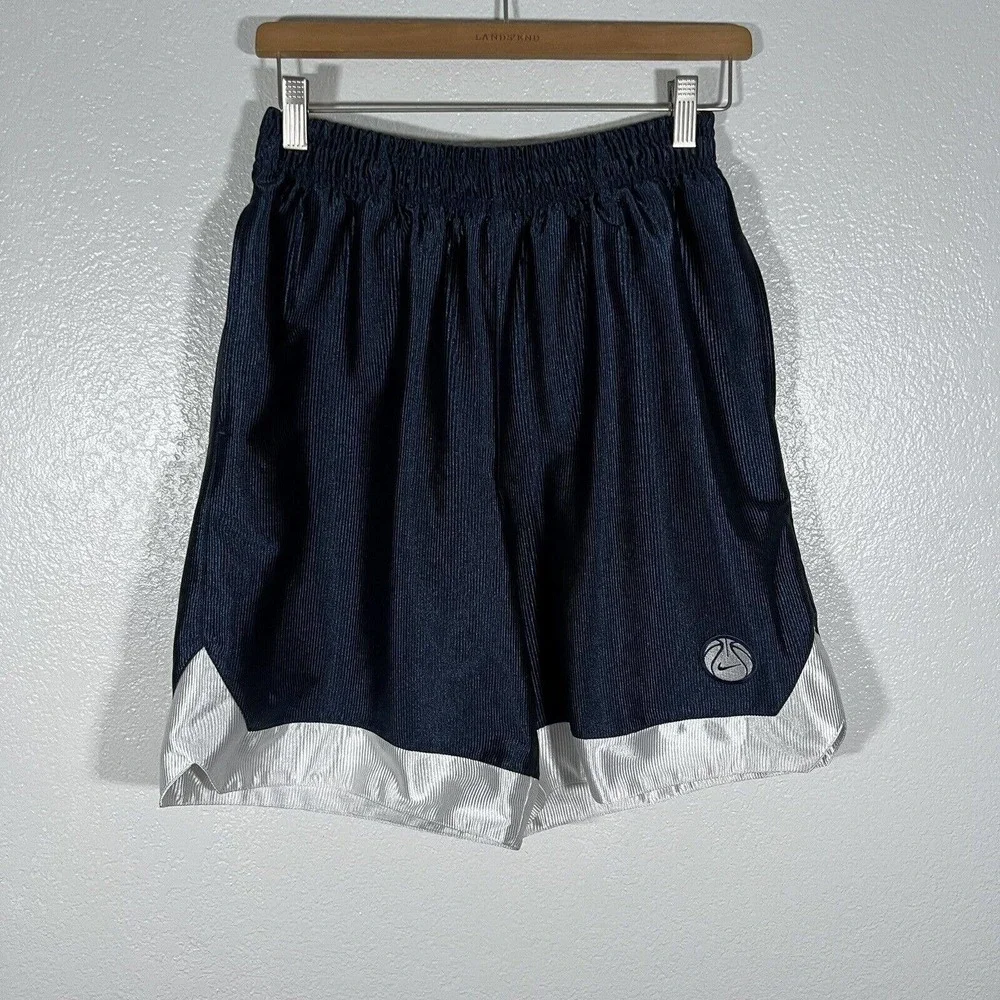 Vintage Nike Basketball‎ Dazzle Shorts Men's Medium Navy Pockets Activewear Y2K